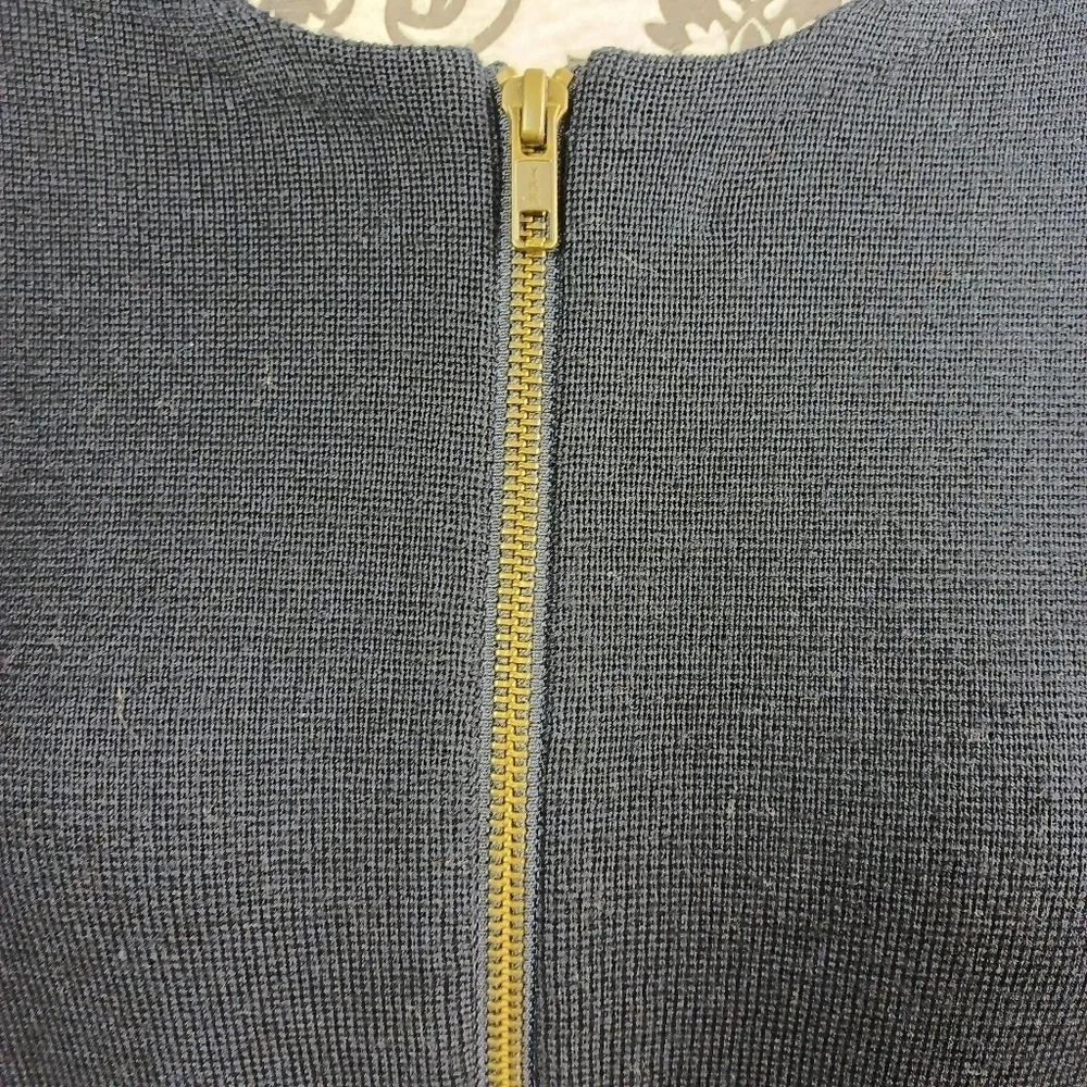 J Crew women's long sleeve zip front color block Marino wool jacket sz m b30